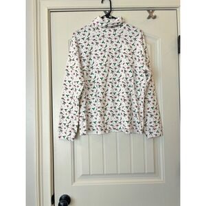 Carolyn Taylor Christmas Mock Neck Long Sleeve Candy Cane Top Shirt Size Large